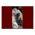 Odalisque woman white swan country setting greeting card