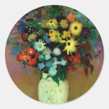 Odilon Redon's Vase with Flowers (1914) Round Stickers