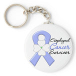 Oesophageal Cancer Survivor Flower Ribbon keychains