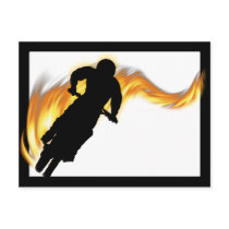 Off Road Dirt Bike with Flames Postcards