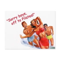 Off to Pilates Vintage Swimsuit Postcard