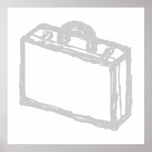 Office Briefcase or Travellers Suitcase. Sketch. Posters