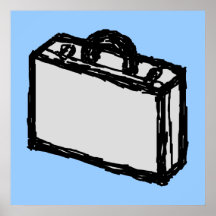 Office Briefcase or Travellers Suitcase. Sketch. Poster