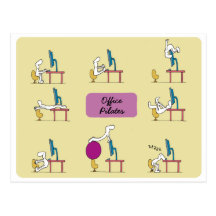 Office Pilates postcard, yellow