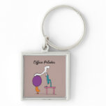 Office Pilates square keychain, brown