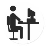 office worker icon round sticker