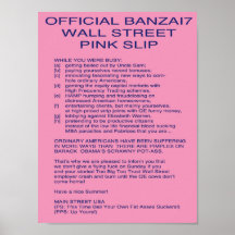Official Banzai7 Wall Street Pink Slip Print