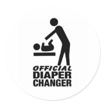 Official Diaper Changer Round Sticker