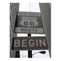 Official Route 66 begin sign Postcard