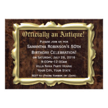 Officially an Antique 50th Birthday Personalised Invitations