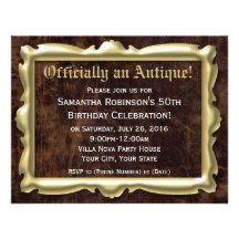 Officially an Antique Birthday Party Invitations
