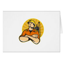 Offshore Oil and Gas Worker Rig Retro Card