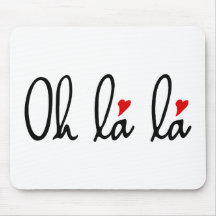 Oh la la, French word art with red hearts Mouse Pad