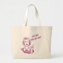 OH NO YOU DI-INT! Retro Housewife Pink Canvas Bag