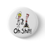 Oh Shit Wedding Bride and Groom Buttons