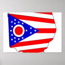 Ohio Flag Map Poster