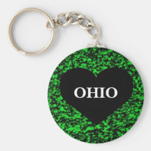 Ohio Heart Green Key Chains