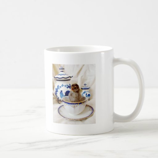 Oil Paint Effect Chick and Tea Cup In Studio Coffee Mug