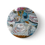 oil painting still life china tea set dinnerware buttons