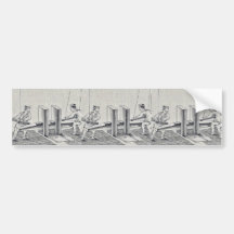 Oil press Ukiyo-e. Bumper Stickers