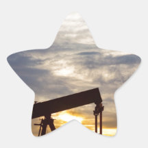Oil Pumper At Sunrise Vertical Image Star Sticker