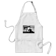 Oil Well Pump Jack Black and White Aprons
