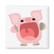 "OINK!!!" Cute Cartoon Pig Magnet
