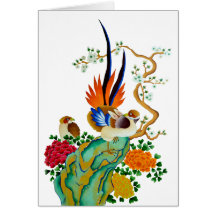 Oiseaux et fleurs cartes de vœux