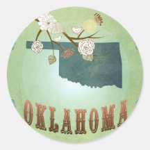Oklahoma State Map – Green Round Stickers