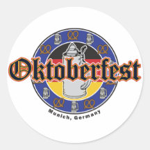 Oktoberfest Beer and Pretzels Round Sticker