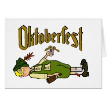 Oktoberfest Card with Drunk German on Floor