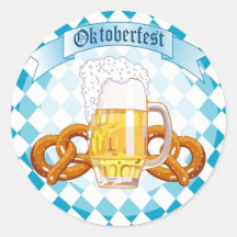 Oktoberfest Pretzels & Beer Round Stickers