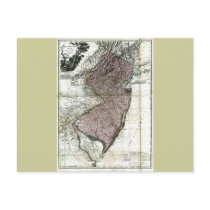 Old 1777 New Jersey Map Postcards