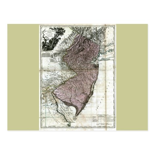Old 1777 New Jersey Map Postcards