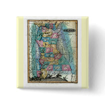 Old 1826 Alabama Map Pinback Buttons