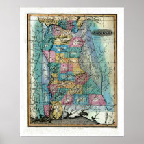 Old 1826 Alabama Map Poster