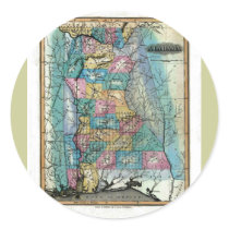 Old 1826 Alabama Map Round Sticker