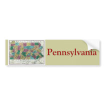 Old 1829 Pennsylvania Map bumper stickers