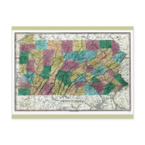 Old 1829 Pennsylvania Map Postcards
