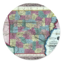 Old 1854 Arkansas Map Sticker