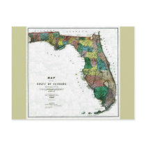 Old 1856 Florida Map Postcard