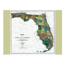 Old 1856 Florida Map Postcard