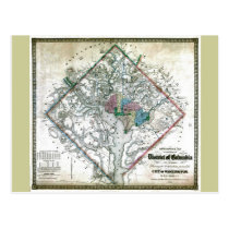 Old 1862 Washington District of Columbia Map postcards