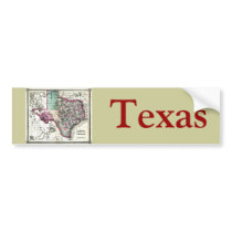 Old 1866 Texas Map Bumper Stickers