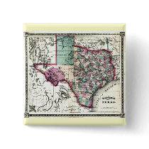 Old 1866 Texas Map Button