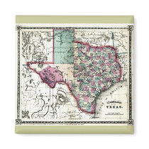 Old 1866 Texas Map Refrigerator Magnets