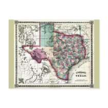 Old 1866 Texas Map Post Cards