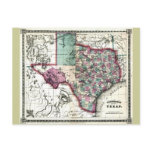 Old 1866 Texas Map postcards