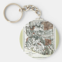 Old 1887 Territory of Arizona Map Key Chain