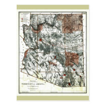 Old 1887 Territory of Arizona Map postcards